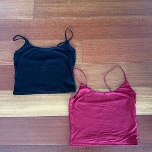 Two scoopneck camisoles from PacSun: black and red